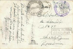 Carte poștală cu ștampila Regimentul 94 Infanterie, cenzură militară, OPM 121, 28 decembrie 1944, Campania din Ungaria, Al Doilea Război Mondial
