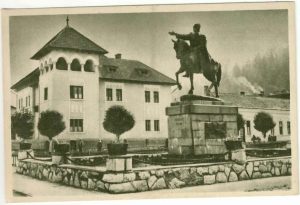 Câmpeni, Sfatul popular raional și statuia lui Avram Iancu, carte poștală, RPR