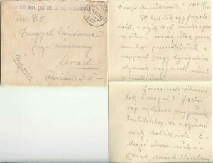 Plic cu ștampila M kir 300 honvéd gyalog ezred și scrisoare, 1918, circulat Arad, Feldpost 397
