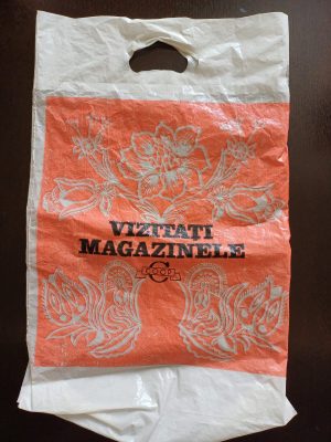 Pungă cu reclamă Vizitați magazinele Coop, România, perioada comunistă