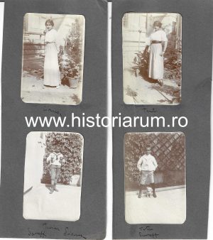 Tinere și copil în haine de epocă, 1912, România, lot de 8 fotografii