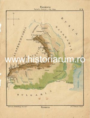 România, Relieful Solului - Văi, Ape, hartă, Editura Librăriei H Steinberg, București, Litografia Eckhardt & Pappo