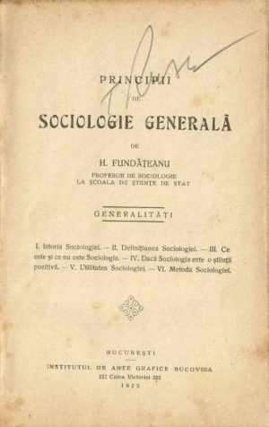 Colegat, Principii de sociologie generală de H Fundățeanu, 1925 și Rezumat de sociologie, partea II-a de H Fundățeanu, 1927
