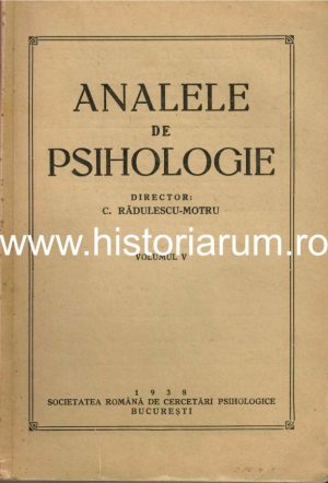 Analele de psihologie, director C Rădulescu-Motru, volumul V, 1938