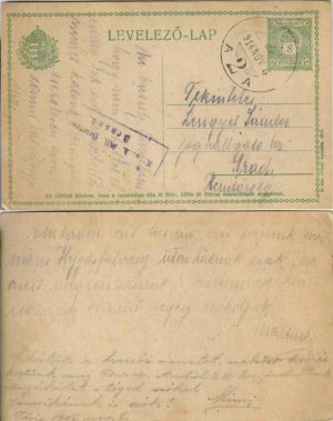 Carte poștală maghiară circulată Arad, 1916, ștampilă cenzură militară Brașov, k u k Mil Briefzensur Brassó, levelező-lap