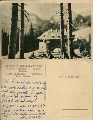 Munții Bucegi, Cabana Peștera, carte poștală, RPR