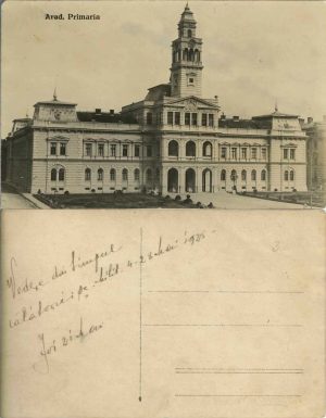 Arad, Primăria, foto Berecky Arad, carte poștală, 1925