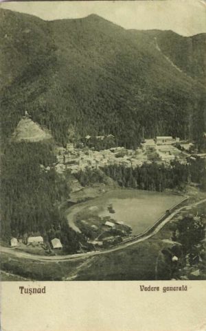 Tușnad, Vedere generală, carte poștală circulată Băile Tușnad-Ghelar, județul Hunedoara, 1929