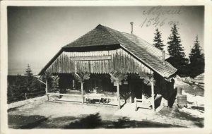Casa de adăpost Negoiu - Robert Gutt-Hütte Negoi 1546 m, SKV Sect Sibiu/Hermannstadt, carte poștală, 1943