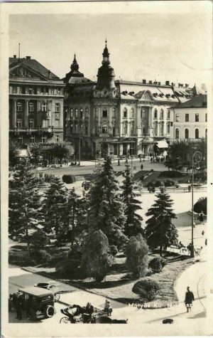 Kolozsvár, Mátyás király téri részlet/Cluj, carte poștală circulată Odorheiu Secuiesc, 1941