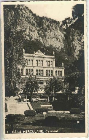 Băile Herculane, Casinoul, ștampilă cenzură, carte poștală, 1945