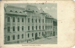 Seminarul Andreian în Sibiu, carte poștală circulată Lăsău, județul Hunedoara, 1927