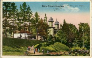 Băile Slănic-Moldova, O Aleie spre Cazino, carte poștală circulată Sibiu, 1933