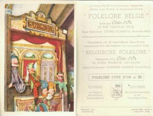 Folklore belge, Editié par Côte d’Or, Le bon chocolat belge, Folklore Côte d’Or No 98, Tournai, Le guignol de la Maison Tournaisienne - reclamă ciocolată