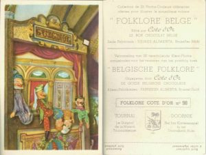Folklore belge, Editié par Côte d’Or, Le bon chocolat belge, Folklore Côte d’Or No 98, Tournai, Le guignol de la Maison Tournaisienne - reclamă ciocolată