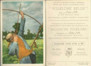 Folklore belge, Editié par Côte d’Or, Le bon chocolat belge, Folklore Côte d’Or No 80, Les jeux, Le tireur à la perche - reclamă ciocolată