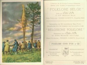 Folklore belge, Editié par Côte d’Or, Le bon chocolat belge, Folklore Côte d’Or No 63, Grammont, Le "Tonnekenbrand" au sommet de l'Oudenberg - reclamă ciocolată