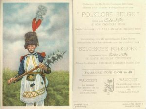 Folklore belge, Editié par Côte d’Or, Le bon chocolat belge, Folklore Côte d’Or No 48, Walcourt, Le massier des sapeurs de la "Marche" de Notre-Dame - reclamă ciocolată
