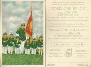 Folklore belge, Editié par Côte d’Or, Le bon chocolat belge, Folklore Côte d’Or No 46, Gerpinnes, Les Cadets de la "Marche" de Sainte-Rolende - reclamă ciocolată