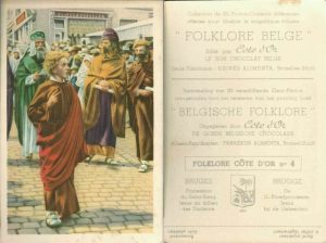 Folklore belge, Editié par Côte d’Or, Le bon chocolat belge, Folklore Côte d’Or No 4, Bruges, Procession du Saint-Sang. Jésus au milieu des Docteurs - reclamă ciocolată