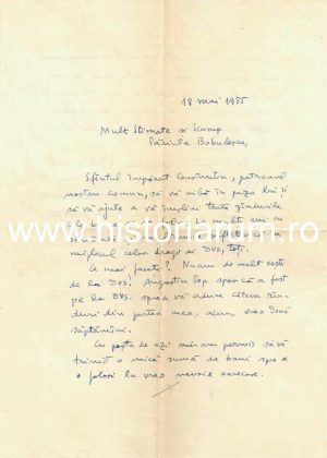 Constantin Turcu, scrisoare olografă către preot Constantin Bobulescu, 1955
