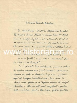 Constantin Turcu, scrisoare olografă către preot Constantin Bobulescu, nedatată