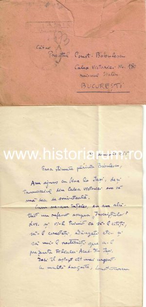 Constantin Turcu, Iași, scrisoare olografă către preot Constantin Bobulescu, 1955