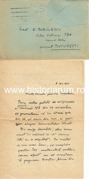 Constantin Turcu, Iași, scrisoare olografă către preot Constantin Bobulescu, 1955