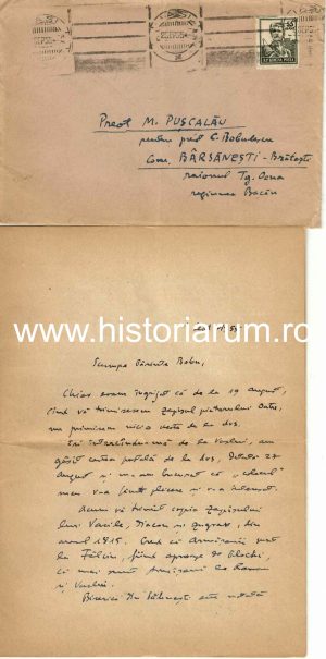 Constantin Turcu, Iași, scrisoare olografă către preot Constantin Bobulescu, 1955