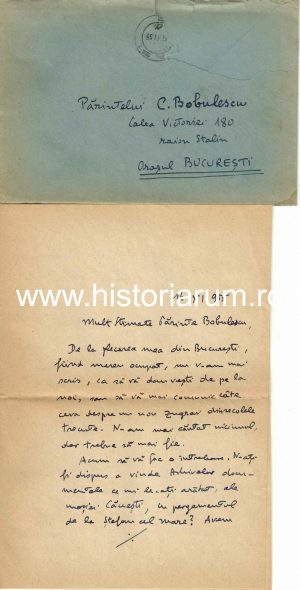 Constantin Turcu, Iași, scrisoare olografă către preot Constantin Bobulescu, 1955