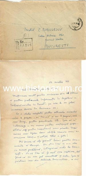 Constantin Turcu, Iași, scrisoare olografă către preot Constantin Bobulescu, 1956