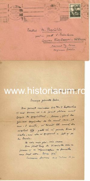 Constantin Turcu, Iași, scrisoare olografă către preot Constantin Bobulescu, 1955