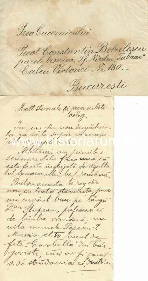 Preot Ioan Grigore Popescu din Tânganu, Ilfov, scrisoare olografă către preot Constantin Bobulescu, 1935