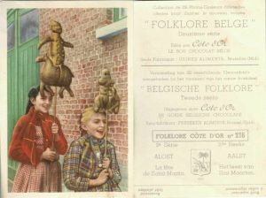 Folklore belge, Editié par Côte d’Or, Le bon chocolat belge, Folklore Côte d’Or No 216, Deuxième série, Alost, La fête de Saint Martin - reclamă ciocolată