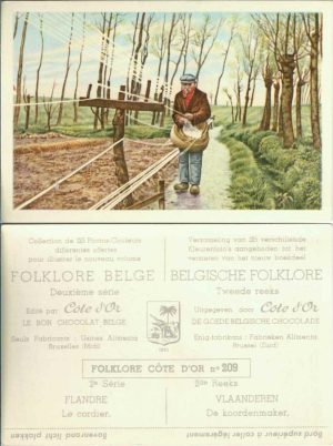 Folklore belge, Editié par Côte d’Or, Le bon chocolat belge, Folklore Côte d’Or No 209, Deuxième série, Flandre, Le cordier - reclamă ciocolată
