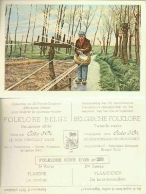 Folklore belge, Editié par Côte d’Or, Le bon chocolat belge, Folklore Côte d’Or No 209, Deuxième série, Flandre, Le cordier - reclamă ciocolată