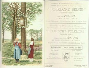 Folklore belge, Editié par Côte d’Or, Le bon chocolat belge, Folklore Côte d’Or No 185, Deuxième série, Campine, On a achevé de fleurir la chapelle - reclamă ciocolată
