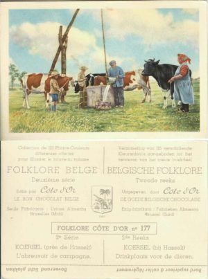 Folklore belge, Editié par Côte d’Or, Le bon chocolat belge, Folklore Côte d’Or No 177, Deuxième série, Koersel (près de Hasselt), L'abrevoir de campagne - reclamă ciocolată