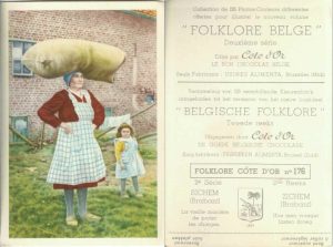 Folklore belge, Editié par Côte d’Or, Le bon chocolat belge, Folklore Côte d’Or No 176, Deuxième série, Sichem (Brabant), La vielle manière de porter les charges- reclamă ciocolată