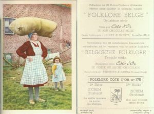 Folklore belge, Editié par Côte d’Or, Le bon chocolat belge, Folklore Côte d’Or No 176, Deuxième série, Sichem (Brabant), La vielle manière de porter les charges- reclamă ciocolată
