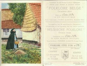 Folklore belge, Editié par Côte d’Or, Le bon chocolat belge, Folklore Côte d’Or No 172, Deuxième série, Campine, La chaumière au toit de chaume - reclamă ciocolată