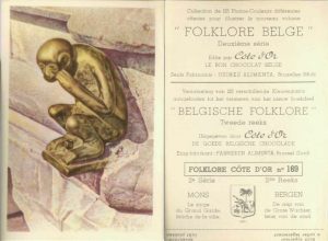 Folklore belge, Editié par Côte d’Or, Le bon chocolat belge, Folklore Côte d’Or No 169, Deuxième série, Mons, Le singe du Grand Garde, fétiche de la ville - reclamă ciocolată