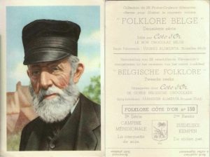 Folklore belge, Editié par Côte d’Or, Le bon chocolat belge, Folklore Côte d’Or No 159, Deuxième série, Campine Méridionale, La casquette de soie - reclamă ciocolată