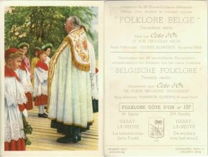 Folklore belge, Editié par Côte d’Or, Le bon chocolat belge, Folklore Côte d’Or No 157, Deuxième série, Habay-la-Neuve, La bénédiction dela Fôret - reclamă ciocolată