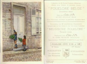 Folklore belge, Editié par Côte d’Or, Le bon chocolat belge, Folklore Côte d’Or No 148, Deuxième série, Hoegaarden, Le dimanche des Rameaux - reclamă ciocolată