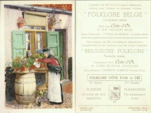 Folklore belge, Editié par Côte d’Or, Le bon chocolat belge, Folklore Côte d’Or No 142, Deuxième série, Flandre, Le mois de mai approche - reclamă ciocolată