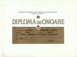 Organizația Pionierilor din Republica Socialistă România, Consiliul Național, diplomă de onoare, 1983, Arad