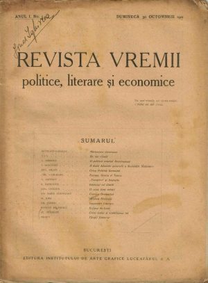 Revista vremii politice, literare și economice, numărul 1, anul I, 1921