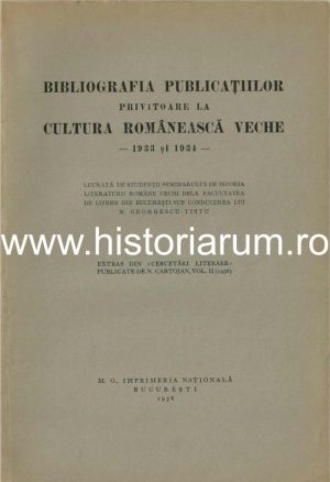 Bibliografia publicațiilor privitoare la cultura românească veche – 1933 și 1934, cu dedicația și semnătura olografă a lui Nicolae Georgescu-Tistu către Olimpiu Boitoș, 1936