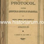 Coperta cărții românești Protocol despre ședințele sinodului eparhial din Diecesa Română Greco-Orientală a Aradului din anul 1895